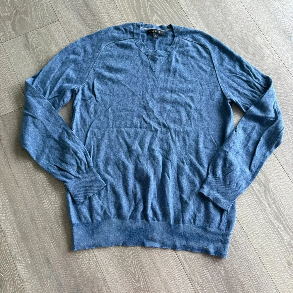 Banana Republic Mens Blue Italian Yarn Perfect Comfort Crew Neck Sweater‎ Size M